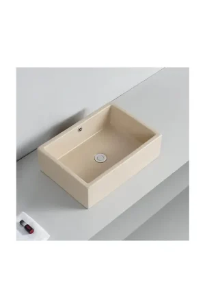 Vasque à Poser Rectangulaire - Céramique Beige Mat - 51x36 cm - Line Super Prix
