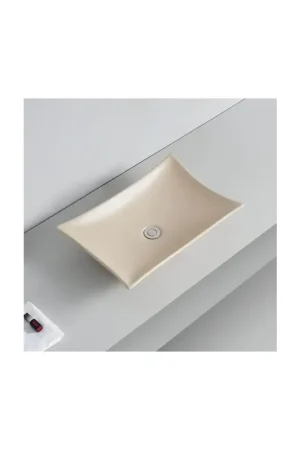 Vasque à Poser Rectangulaire - Céramique Beige Mat - 58x39 cm - Wing Pas Cher