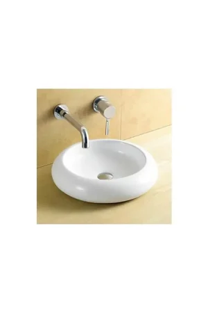 Meilleur Choix Vasque à Poser Ronde - Céramique Blanche - 46 cm - Galaxie