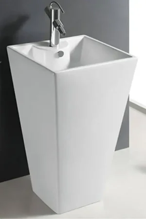 Lavabo Totem Carré - Céramique Blanc - 48x82 cm - Line Expédié Aujourd'hui
