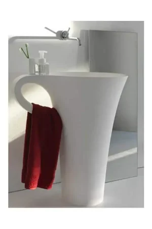 Lavabo Totem Tasse à café - Solid surface Blanc mat - 70x85 cm - Cup Commander Vite
