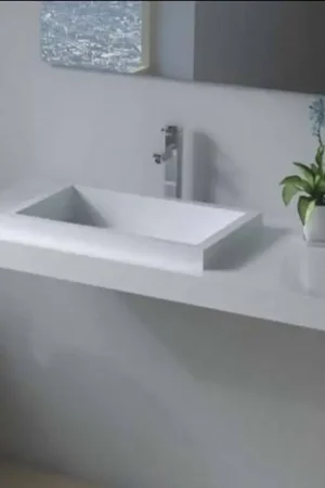 Lavabo suspendu rectangle solid surface blanc mat 90x45 cm Lignum Dernière Chance