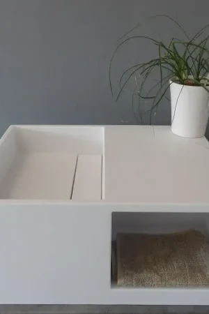 Réduction Lavabo Suspendu Rectangle - Solid surface Blanc mat - 60x45 cm - Cosi