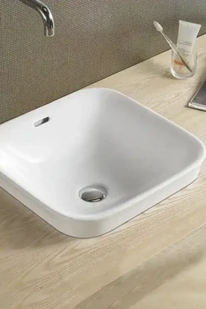 Vasque semi encastrable carrée - Céramique - 40x40 cm - Life Must-Have
