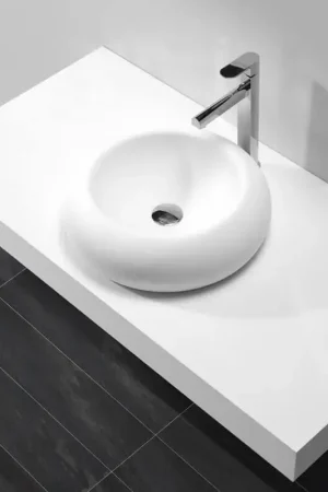 Vasque à Poser Galet - Solid surface Blanc Mat - 45 cm - Allure Achat Immédiat