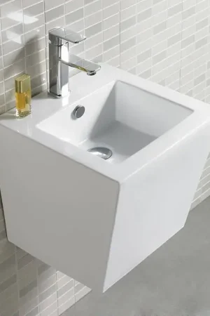 Lavabo Carré Suspendu - Céramique - 42x42 cm - Life Acheter Direct