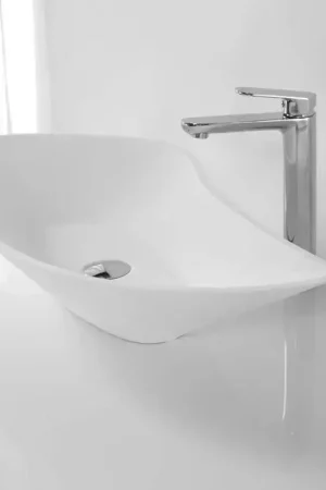 Vasque à Poser Asymétrique Solid surface Blanc Mat - 80x38 cm - Ondea Commande En Gros