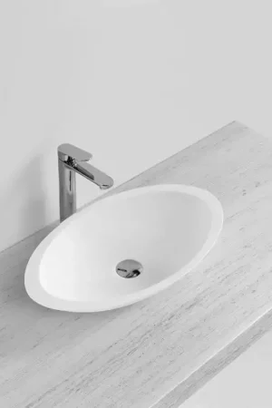 Commander Vite Vasque à Poser Ovale - Solid surface Blanc Mat - 59x35 cm - Soon