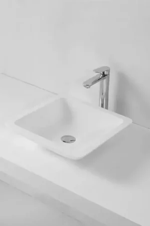 Vasque à Poser Carrée - Solid surface Blanc Mat - 42x42 cm - Xeno Prix Choc