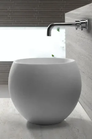 Vente Flash Vasque à Poser Ronde Haute - Solid surface Blanc Mat - 40 cm - Nature