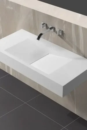 Jusqu'à Épuisement Des Stocks Lavabo Suspendu Rectangle Solid surface Blanc Mat 100x48 cm - Graphic
