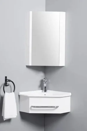 Meilleure Vente Meuble Salle de Bain d‘Angle Blanc crème - Lave Main - 42x42 cm - Kara