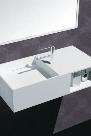 Acheter Direct Lavabo Suspendu Rectangle - Composite Blanc Mat - 80x40 cm - Composed