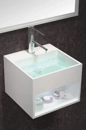 Lave Main Carré - Solid Surface Blanc Mat - 33x33 cm - Enjoy Nouvel Arrivage