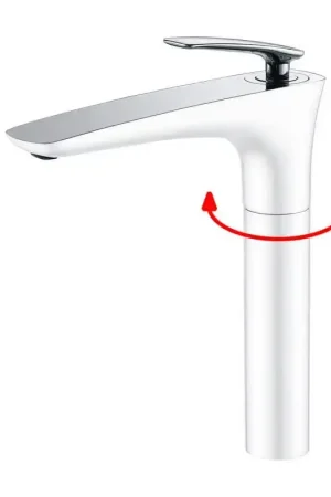 Robinet Mitigeur Evier/Vasque Surélevé - Chromé/Blanc - Concep‘t Acheter Direct