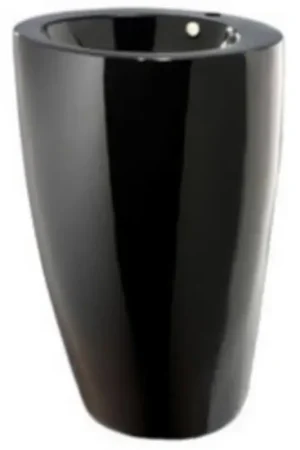 Dernière Chance Lavabo Totem Rond - Céramique Noir brillant - 50x85 cm - Ove