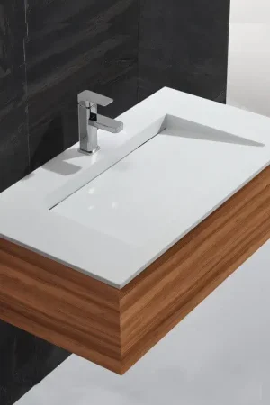 Achetez Aujourd'hui Lavabo Suspendu Rectangle Solid surface Blanc Mat - 90x50 cm - Single