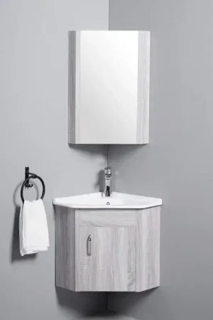 Soldes Meuble salle de Bain d‘Angle Fil Blanchi - Lave Main - 42x42cm -Corner