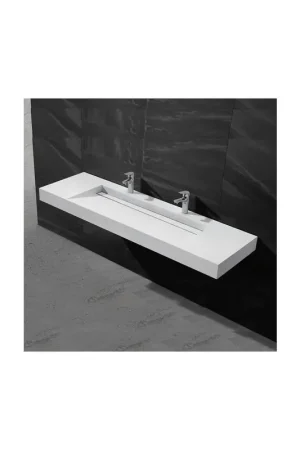Commander Vite Lavabo suspendu rectangle Solid surface Blanc mat - 160x48cm - X-Large