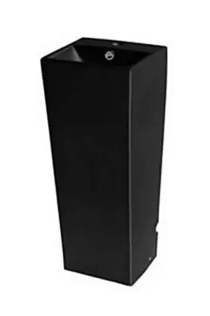 Lave Main Totem Carré - Céramique Noir - 33x84 cm - Line Affaire À Saisir