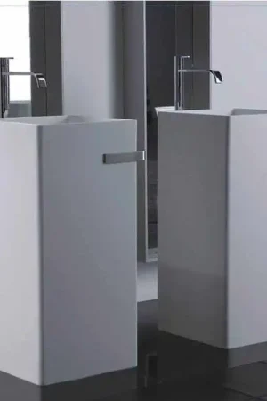 Lave Main Totem Carré avec porte serviette Céramique 40x85 cm - Alto Quantité Limitée
