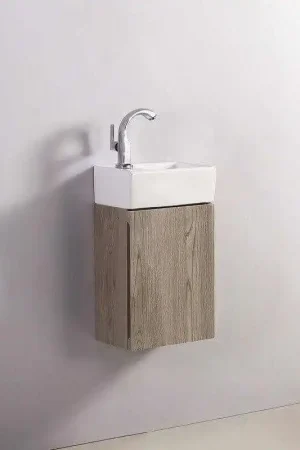 Bon Marché Pack Essento blanc gauche + Meuble Lave main Chêne Gris Scandinave