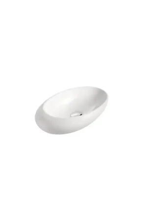 Soldes Vasque à Poser Asymétrique - Céramique Blanche - 48 x 31 cm - Curve