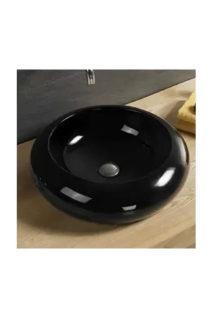 Vasque à Poser Ronde - Céramique Noire - 46 cm - Galaxie Bon Marché