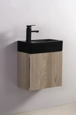 Remise Meuble Lave main - Blanc et Chêne Gris - Scandinave - 45x24 cm -Studio