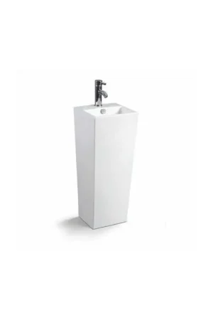 Lave Main Totem Carré - Céramique Blanc - 33x84 cm - Line - OUTLET Satisfait Ou Remboursé
