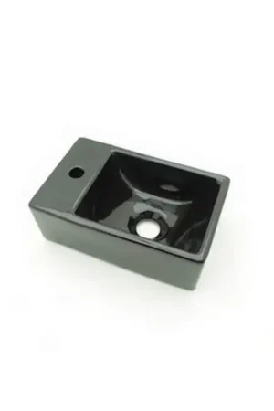 Quantité Limitée Lave main Gain de Place Gauche - Céramique - Noir - 30x20 cm - Essento
