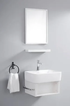 Ensemble Petit Meuble de Salle de Bain - Blanc Crème - 48x37 cm - Evoc Bon Marché