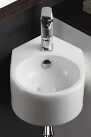 Lave main d‘angle Rond - Céramique - 42x27 cm - Style Meilleur Prix