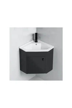 Meuble Bas d‘angle Salle de bain Noir Brillant 42x42 cm - Dark Produit De Marque