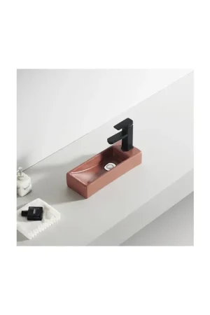 Bon Marché Lave main Rectangle droite Céramique Terracotta 38x15 cm Minimalist