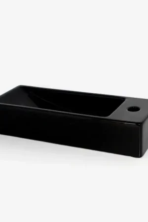 Quantité Limitée Lave main Rectangle Droite - Céramique Noire - 38x15 cm - Minimalist