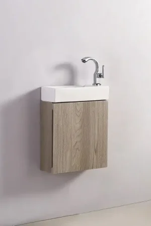 Meuble Lave main - Chêne Gris - Scandinave - 38x14 cm - Minimalist Nouvel Arrivage