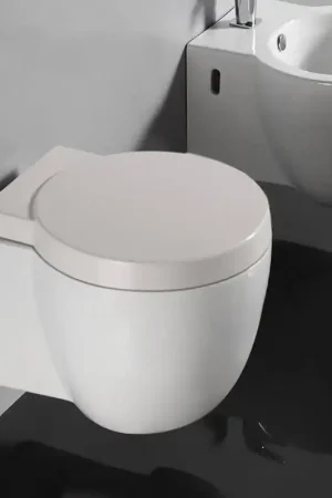 WC Suspendu Compact Avec Abattant Céramique Blanc - 50x41 cm - Charm Authentique