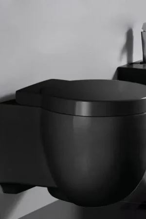 Authentique WC Suspendu avec Abattant céramique noir brillant 50x41cm Charm