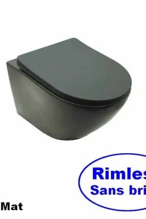 WC Suspendu Ovale avec Abattant Céramique Noir mat - 48x37 cm - Cort Must-Have