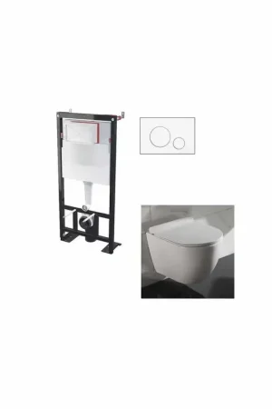 Ensemble WC suspendu Cort Blanc + plaque blanche Satisfait Ou Remboursé