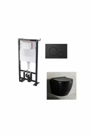 Ensemble WC suspendu Cort noir brillant + plaque noire mate Promotion