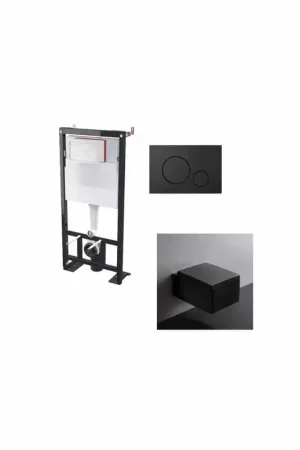 Authentique Ensemble WC suspendu Kube noir brillant + plaque noire