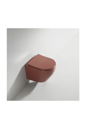 WC Suspendu Ovale avec Abattant Céramique Terracotta 49x36 cm - Cort Achetez Aujourd'hui
