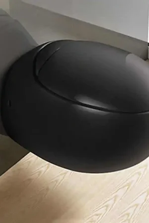 WC Suspendu Oeuf avec Abattant Céramique Noir Brillant - 59x41cm - Ove Promotion Saisonnière