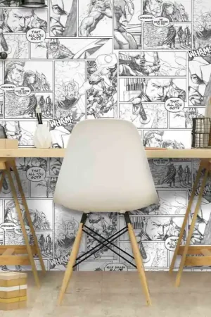 Nouveauté Papier peint intissé Marvel noir et blanc
