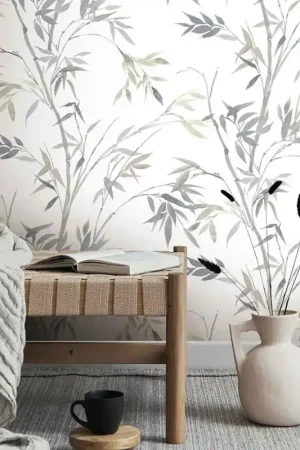 Papier peint intissé bambou gris Pas Cher