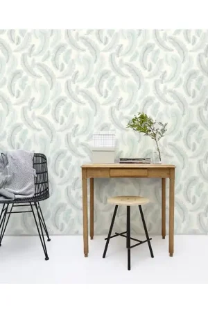 Papier peint intissé lessivable motifs plumes bleu Petit Prix