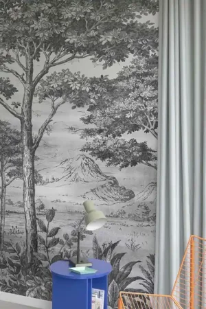 Papier peint panoramique intissé arbre noir et blanc L159 x 280H cm Marque
