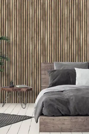 Pas Cher Papier peint décor tasseaux de bois